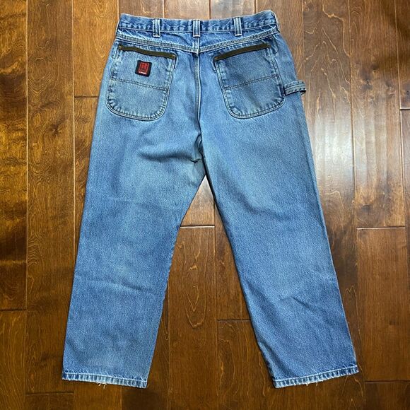 Wrangler Riggs Durashield Straight Leg Workwear Denim Blue Jeans Size 34 x 30 - Picture 4 of 10
